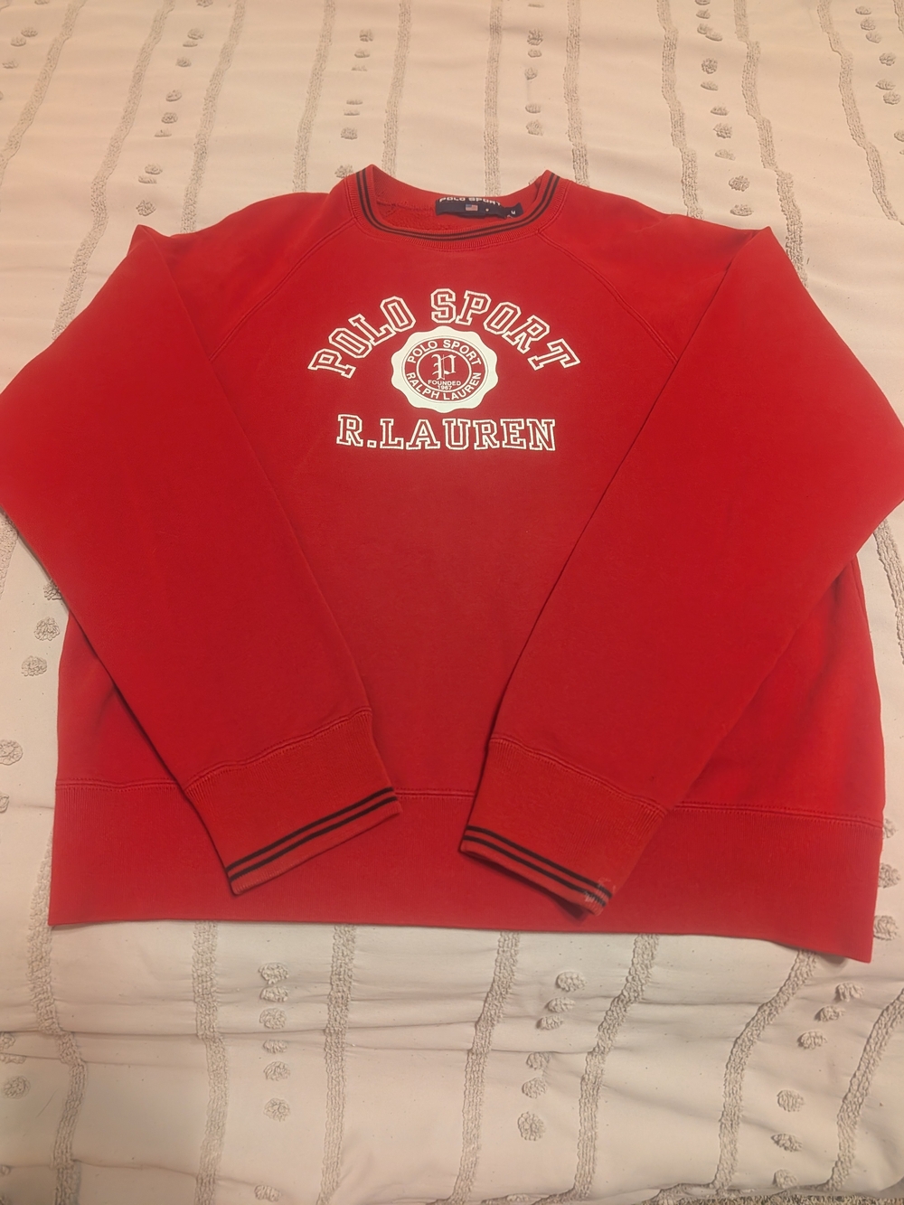 Vintage 1990s Polo Sport Ralph Lauren Red Pullover Sweatshirt